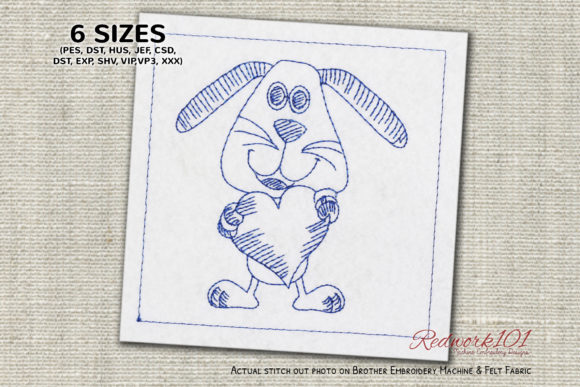Dog Holding Heart Embroidery Design